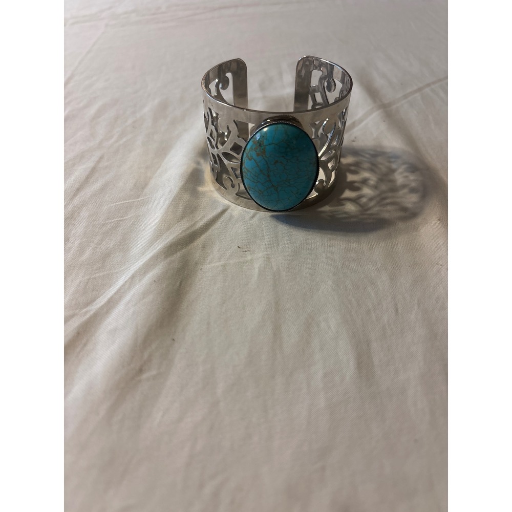 Unbranded Turquoise Cuff‎ Bracelet Women OS Silver Filigree Southwestern Boho
